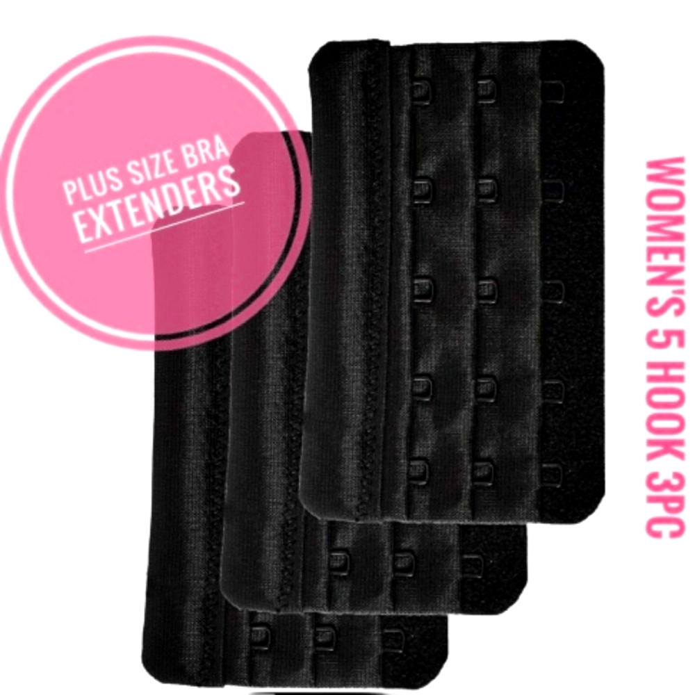 Enhance Bra Comfort with Women's 5 Hook Black Bra Extender | 4-Pack